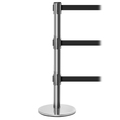 Queue Solutions QueuePro Triple 250, Polished Stainless Steel, 11' Green Belts PROTriple250PS-GN110